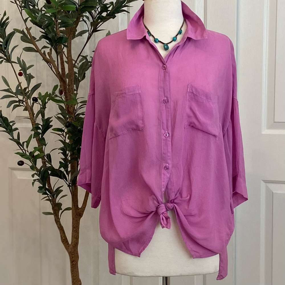 Anthropologie Summer Blouse Maven West VibrantSilky Wash Cupro